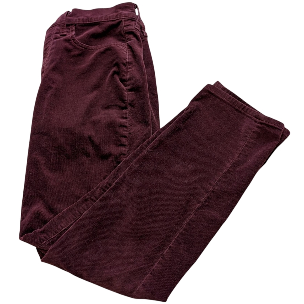 J CREW Re-Imagined Wine Burgundy‎ Corduroy Pants Straight Leg Stretch Size 28